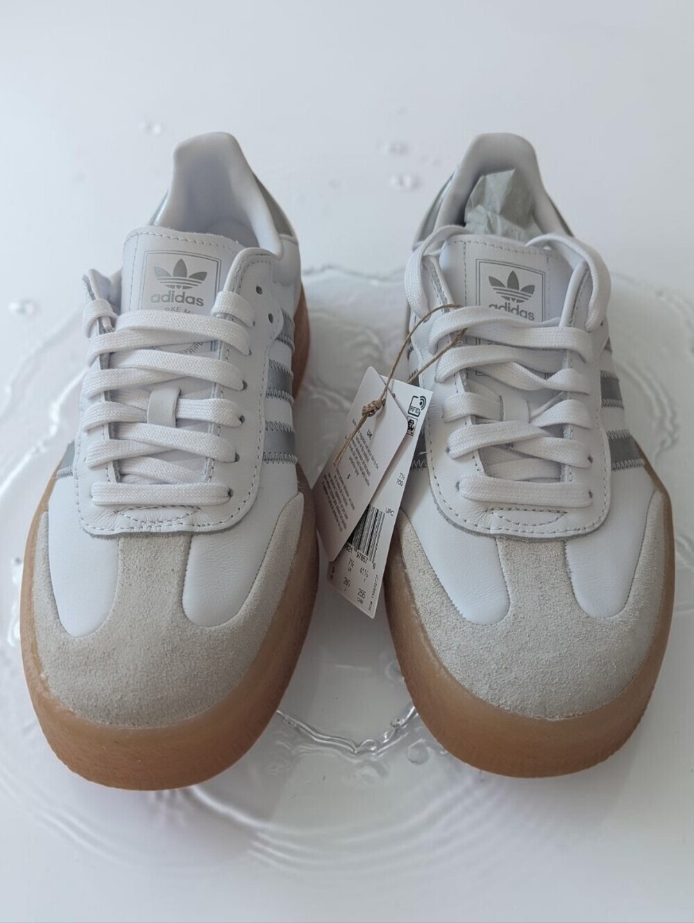 Adidas Sambae W Women's Low Top Sneakers White/Silver Metallic Size 9